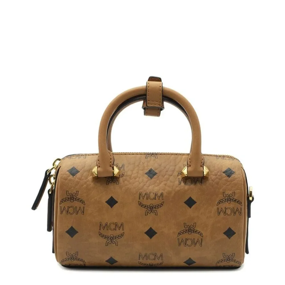 Mcm Essential Visetos Boston Bag, Brown - Picture 2 of 5